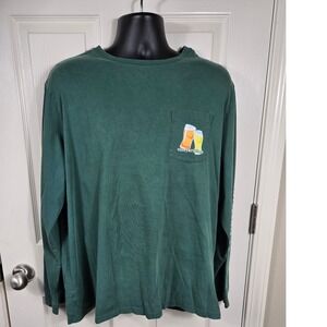 Vineyard Vines Men's Large Flight Deck Graphic‎ Long Sleeve T-Shirt Beer Green
